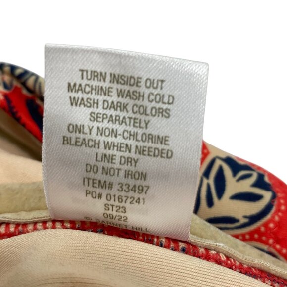 Garnet Hill Ruched Bandeau One Piece Swimsuit | 10 | Red Floral | UPF50 - Picture 5 of 9